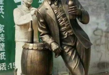泉州牛仔喝酒广场人物铜雕