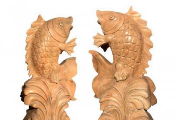 泉州中领雕塑：精美的鲤鱼喷水晚霞红石雕