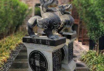 泉州貔貅石雕小区看门雕塑