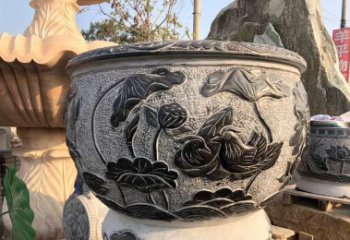 泉州荷花浮雕鱼缸雕塑，让空间更加生机勃勃