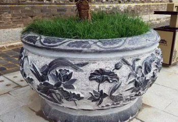 泉州青石仿古风格的花盆雕塑