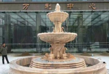 泉州晚霞红三层欧式喷泉石雕—来自中领雕塑的艺术匠心品质