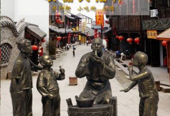 泉州领雕塑：特色小品铜雕糖人