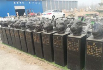 泉州中领雕塑：十二生肖头像动物石雕