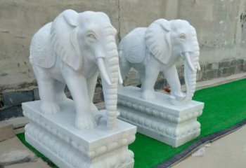 泉州中领雕塑：精美大象汉白玉雕塑