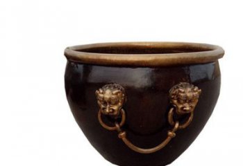 泉州铜雕圆形荷花水缸雕塑 (4)