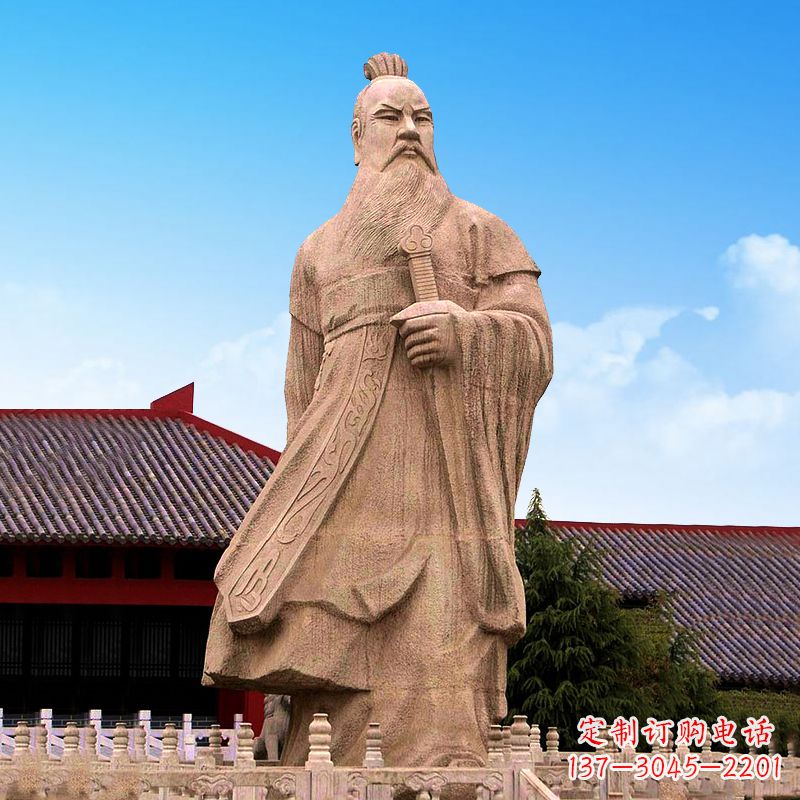 泉州魏武帝曹操砂岩石雕塑像