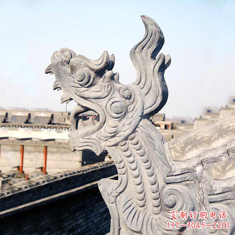 泉州屋脊鸱尾螭吻雕塑-古建装饰神兽动物雕塑