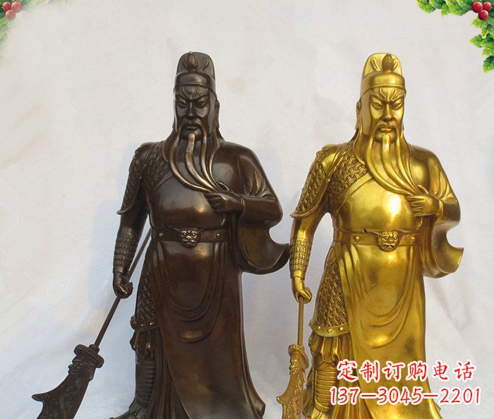 泉州武财神持刀关公铜雕 (2)