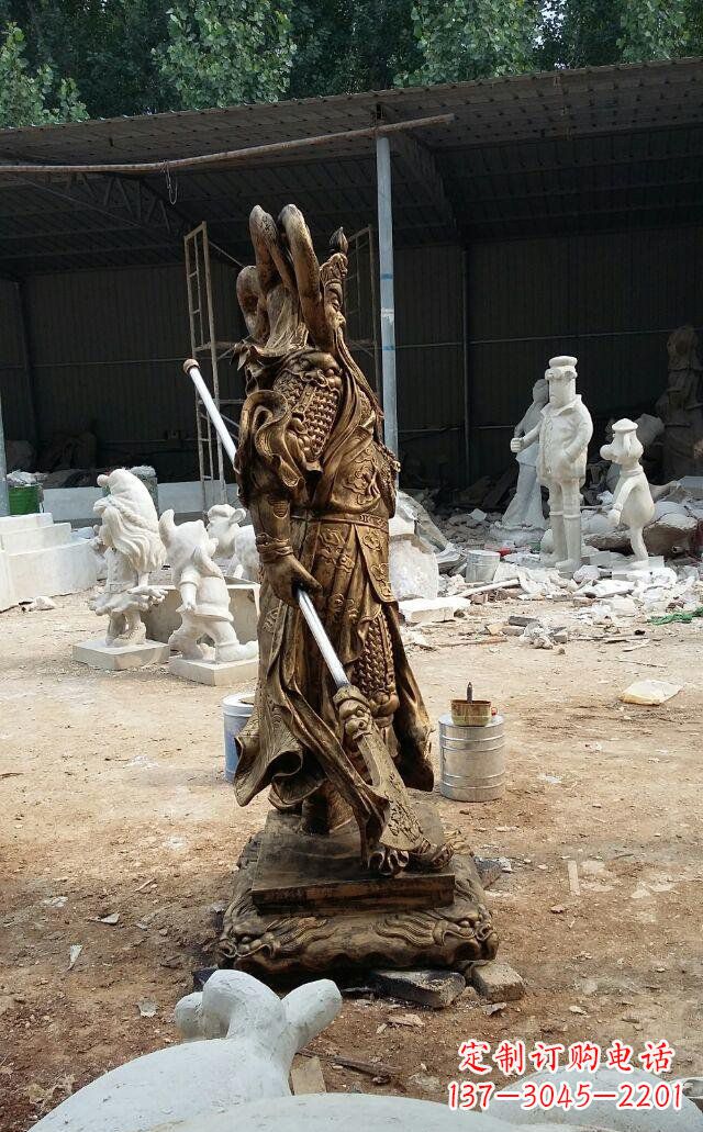泉州武财神关公玻璃钢仿铜雕塑