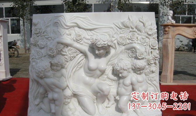 泉州西方女人与孩子汉白玉浮雕