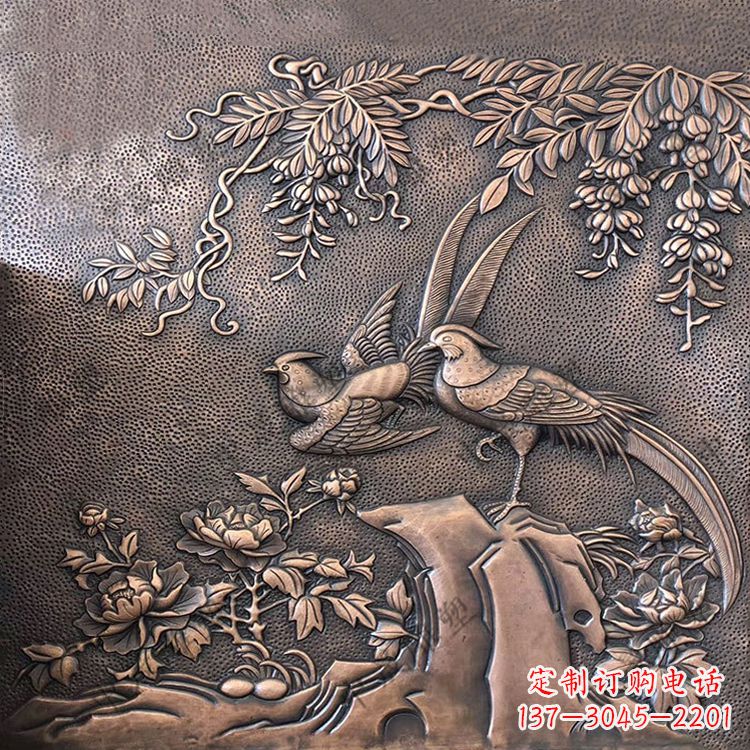 泉州喜鹊紫铜浮雕装饰画