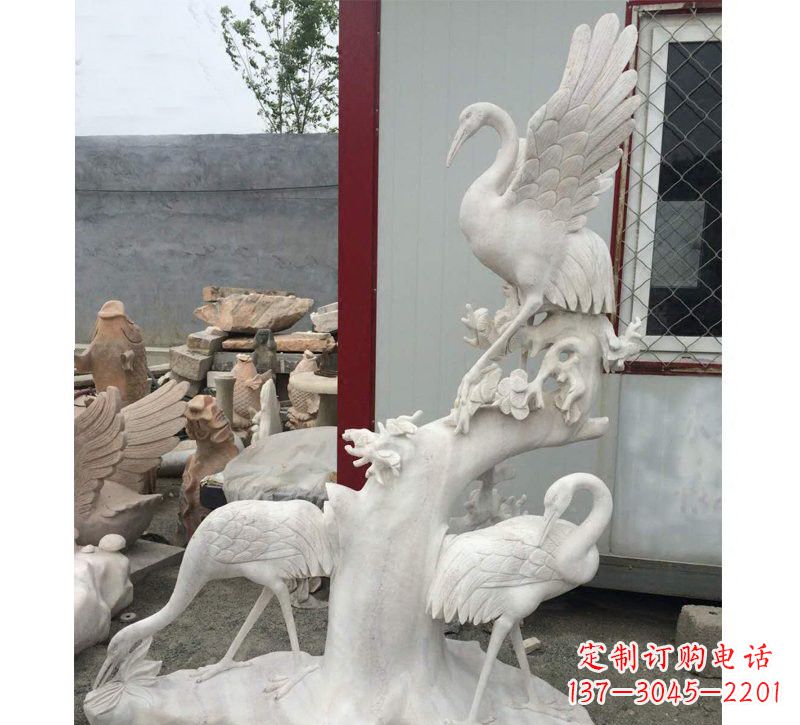 泉州仙鹤松树石雕