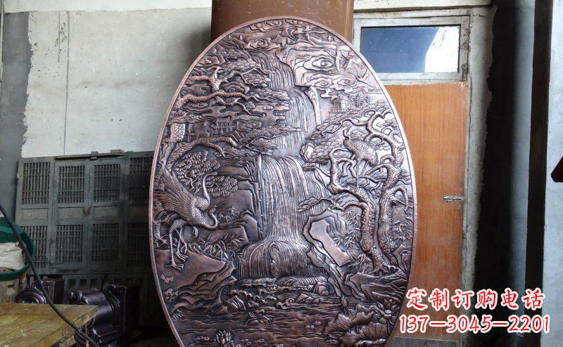 泉州仙鹤松林瀑布古代园林景观铜浮雕