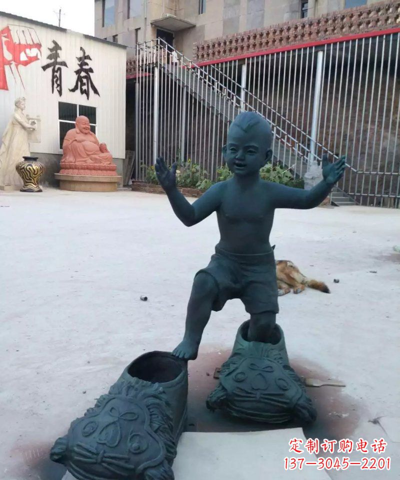泉州小孩穿大鞋青铜人物雕塑