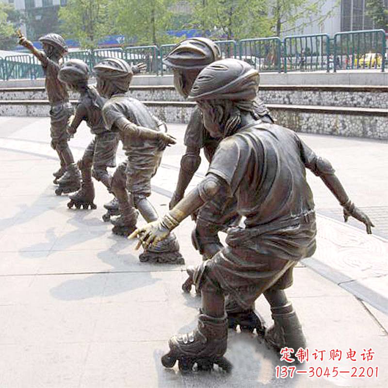 泉州小孩滑旱冰广场运动主题雕塑