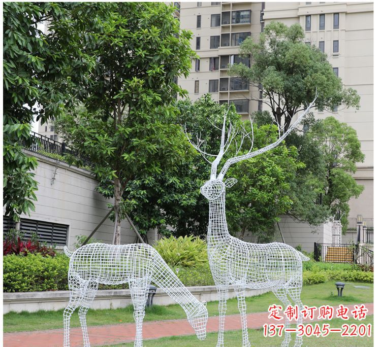 泉州小区不锈钢镂空梅花鹿鹿雕塑
