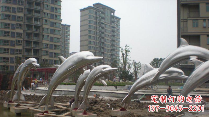 泉州小区不锈钢跳跃海豚雕塑