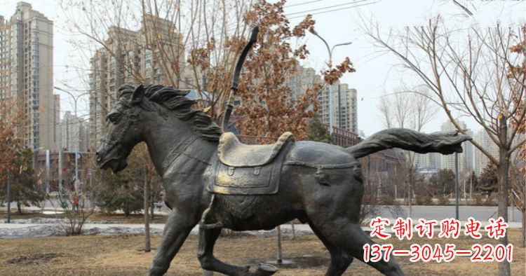 泉州小区动物奔跑的马铜雕
