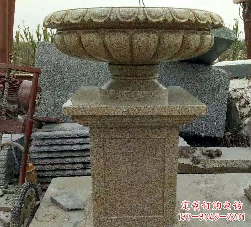 泉州小区花岗岩花盆雕塑