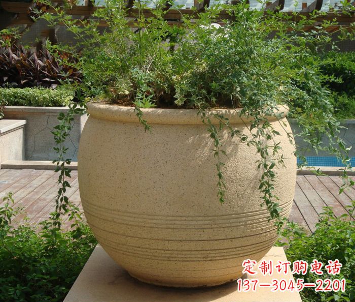 泉州小区景观大理石花盆石雕 (2)