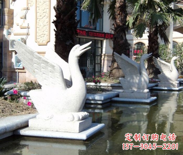 泉州小区景观大理石天鹅喷泉石雕