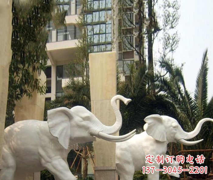 泉州小区景观汉白玉大象石雕
