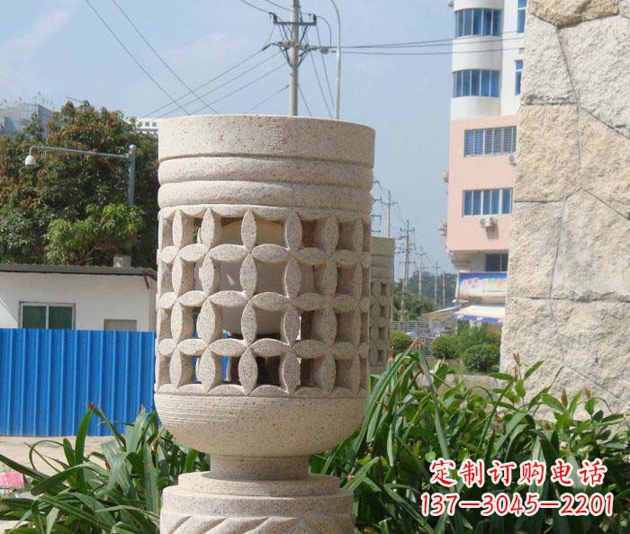 泉州小区景观镂空石灯石雕