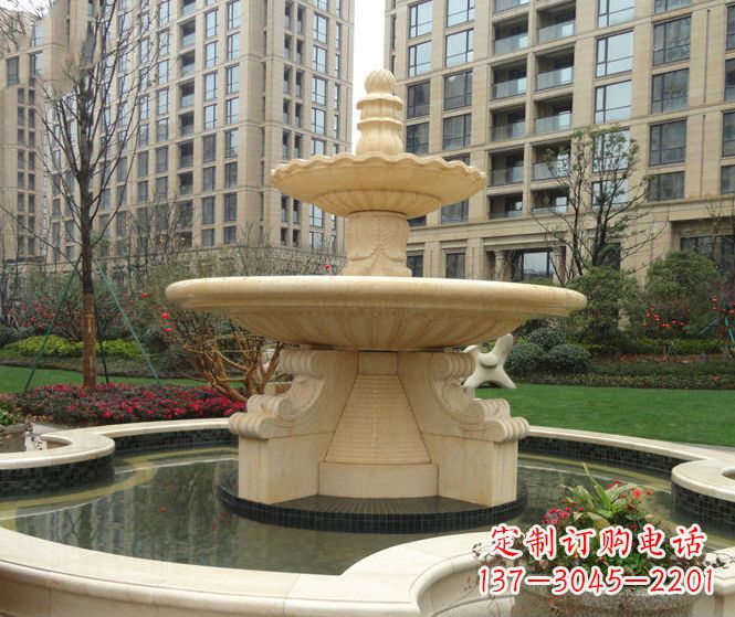 泉州小区景观晚霞红多层喷泉石雕 (3)