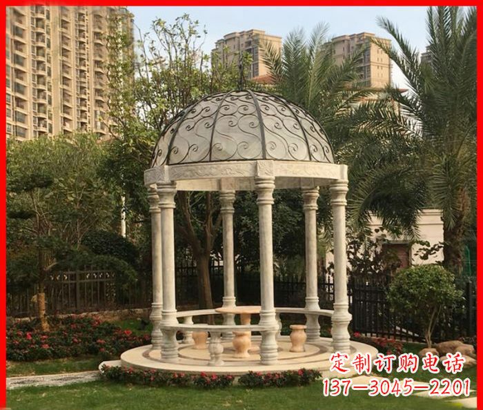 泉州小区欧式圆顶凉亭石雕 (2)