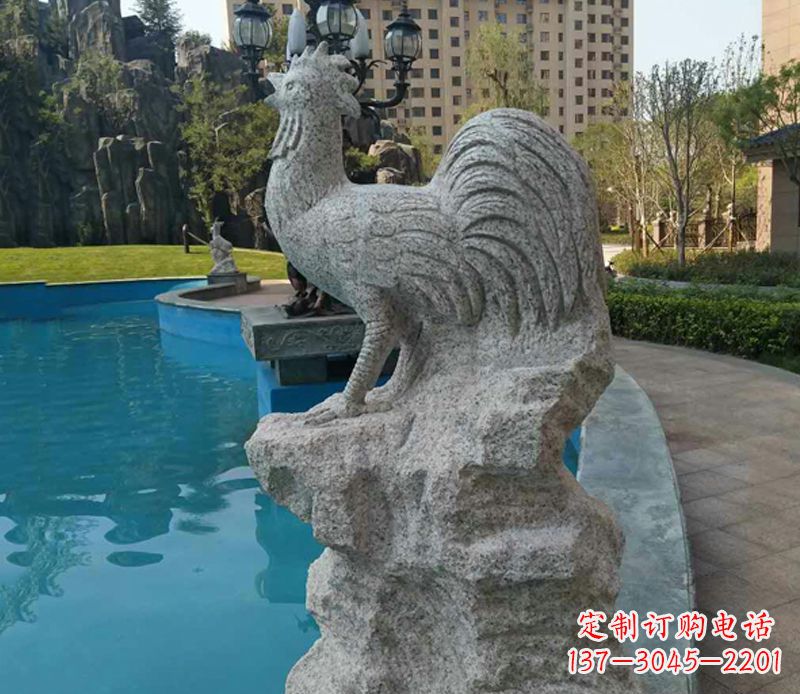 泉州小区十二生肖鸡动物石雕