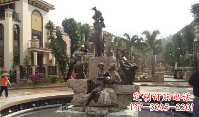 泉州小区西方美女喷泉人物铜雕
