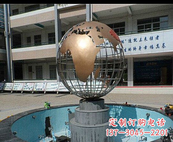 泉州校园不锈钢地球喷泉雕塑