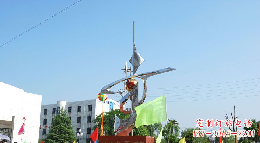 泉州校园不锈钢马踏飞燕地球雕塑
