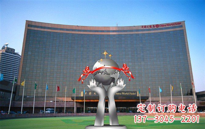 泉州校园不锈钢双手捧地球雕塑