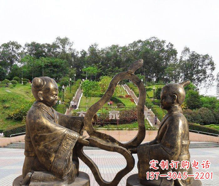 泉州校园抽象孔融让梨铜雕
