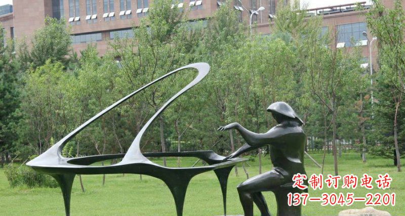 泉州校园弹钢琴景观铜雕