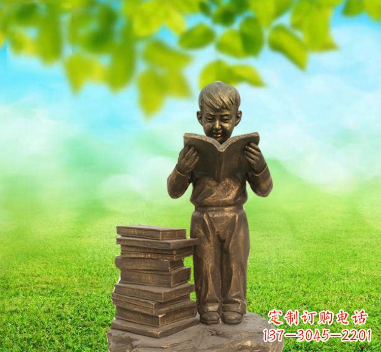 泉州校园读书的小男孩铜雕