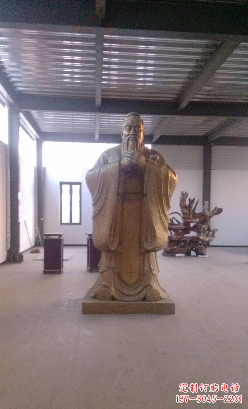泉州校园仿铜老子玻璃钢名人雕塑