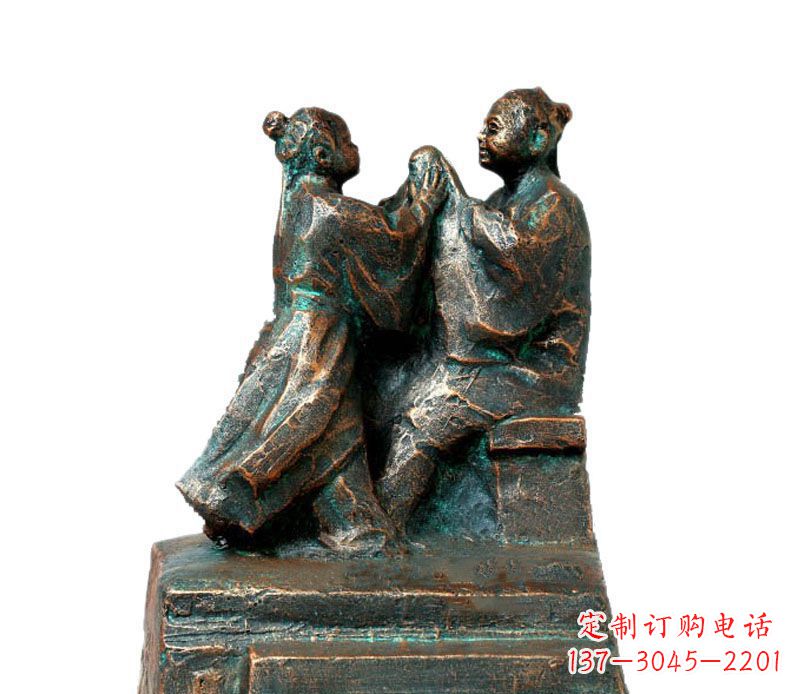 泉州校园古代孔融让梨人物铜雕