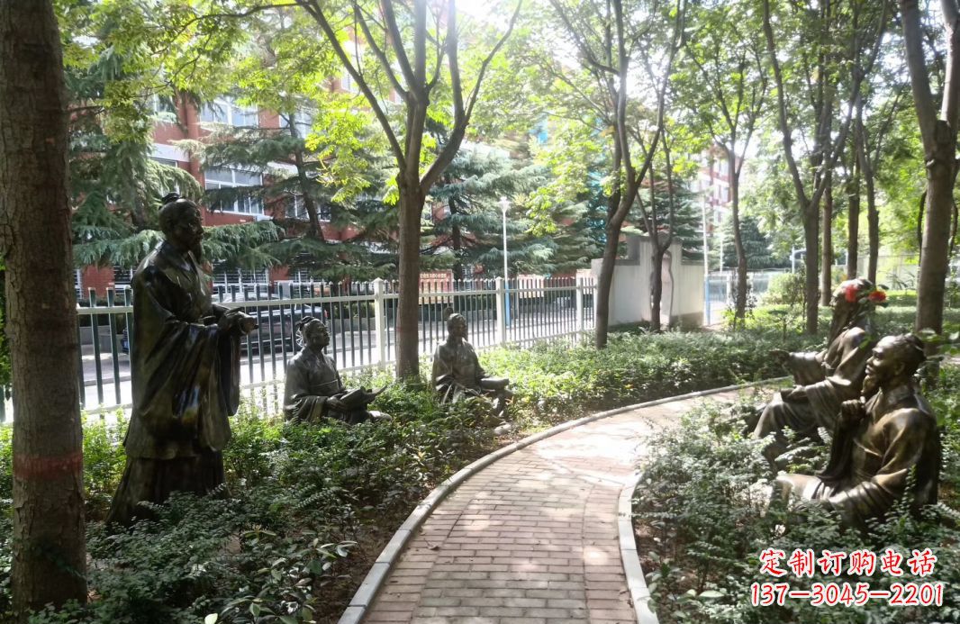 泉州校园古代名人孔子讲学铜雕