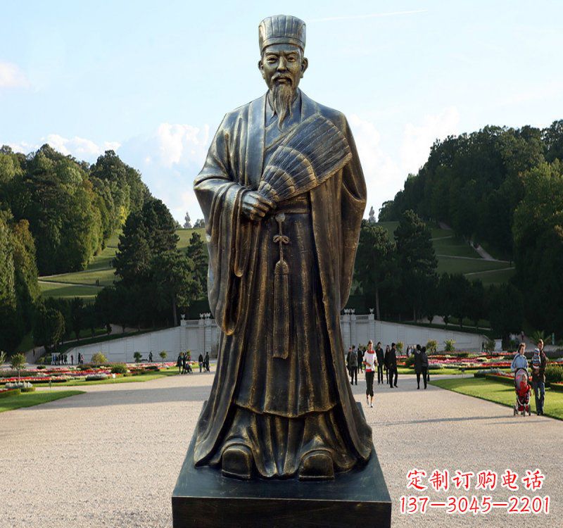 泉州校园古代名人诸葛亮铜雕