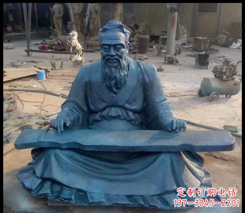 泉州校园孔子弹琴铜雕