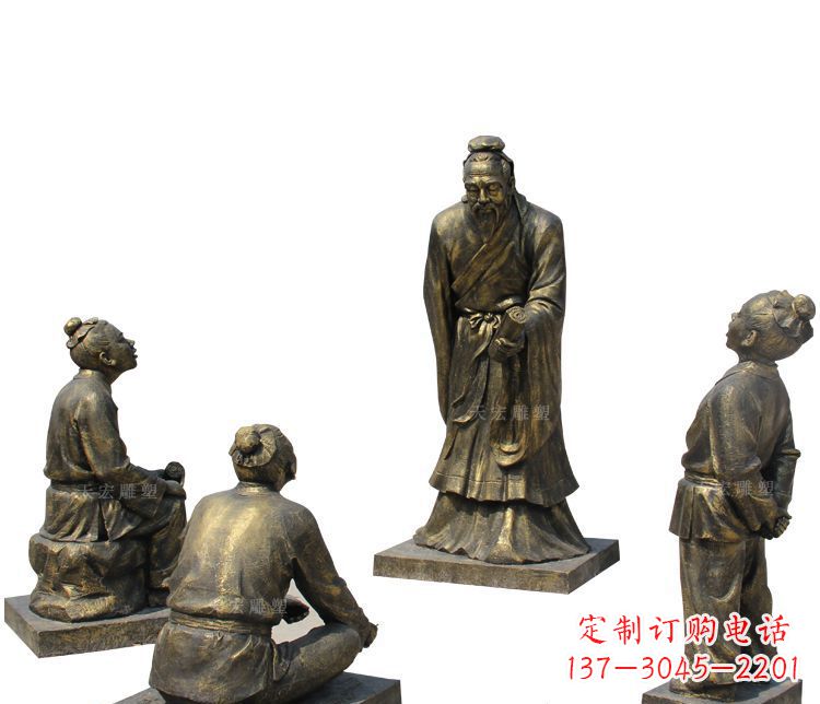 泉州校园孔子讲学铜雕塑