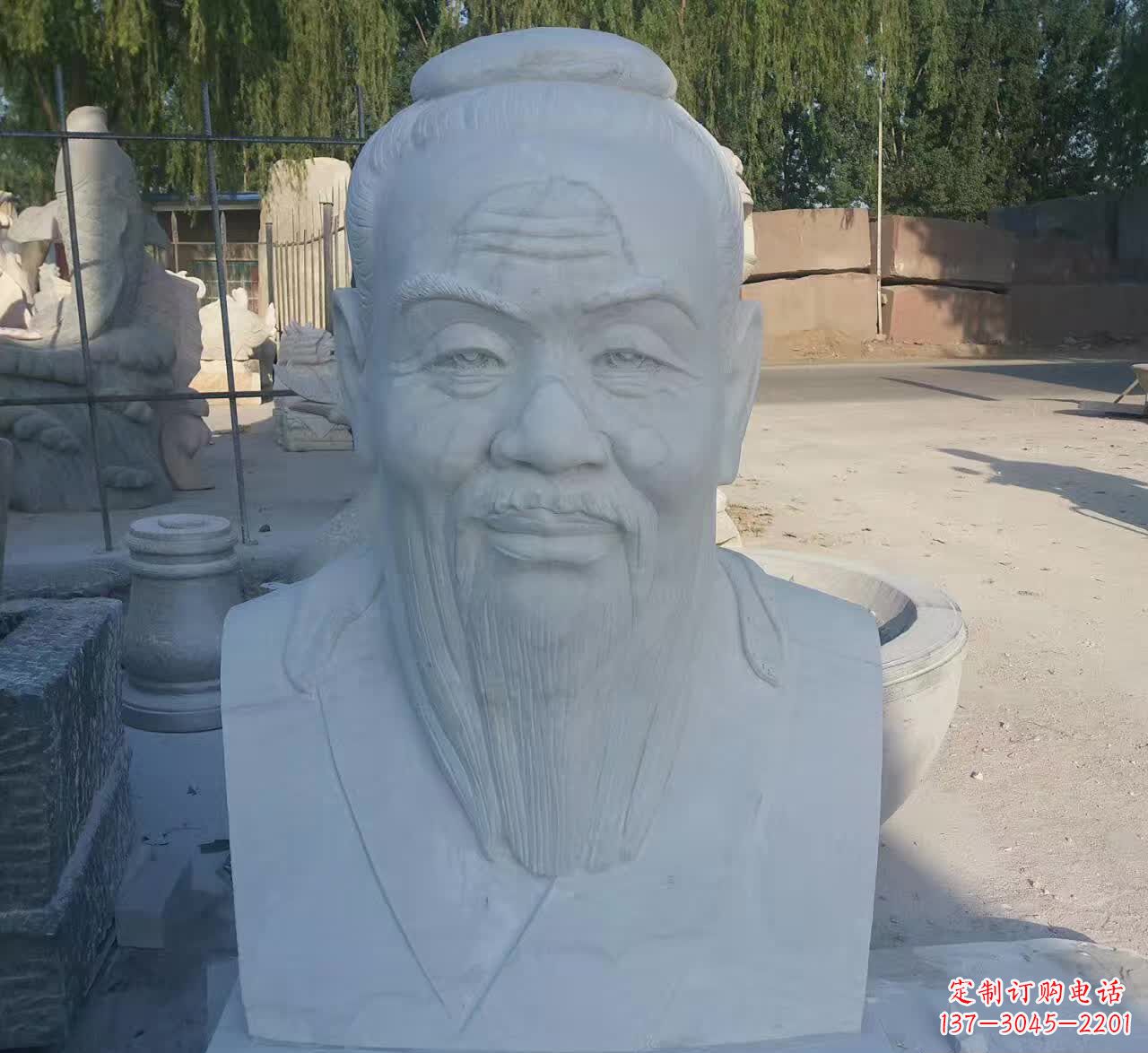 泉州校园孔子胸像石雕塑