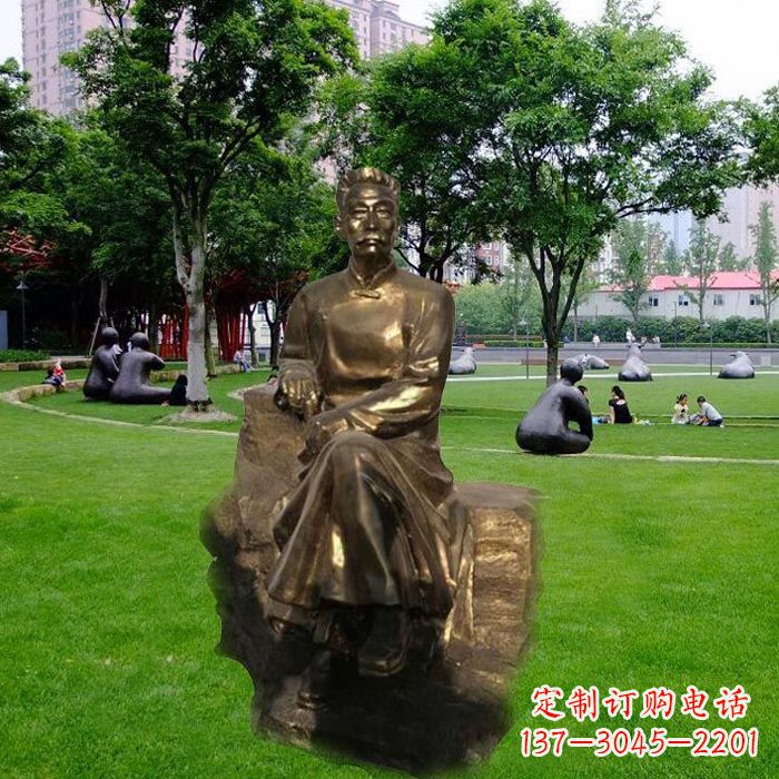 泉州校园名人鲁迅先生玻璃钢仿铜雕像