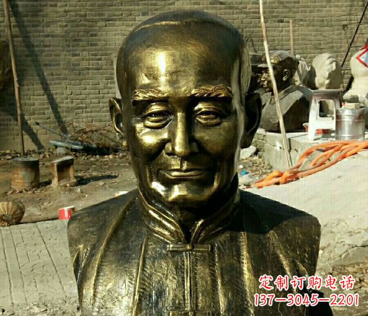 泉州校园名人叶圣陶胸像铜雕