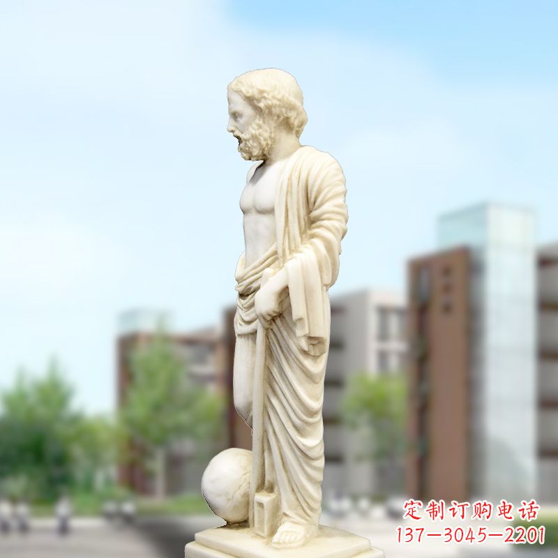 泉州校园名人著名物理学家阿基米德石雕塑像