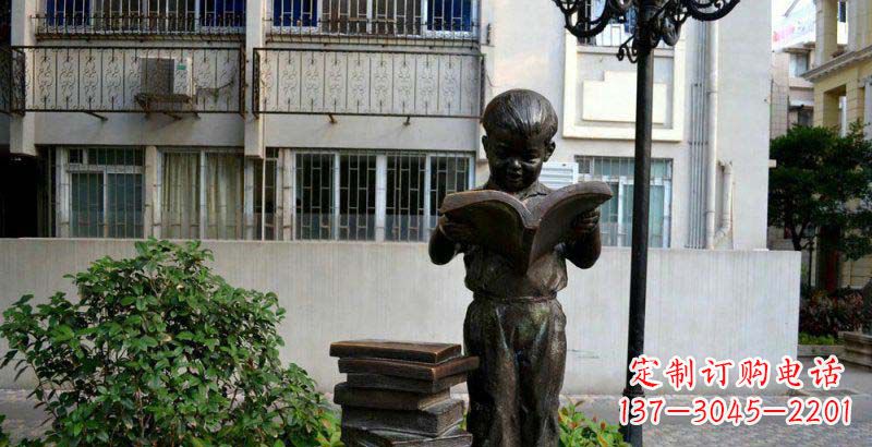 泉州校园念书的小男孩景观铜雕