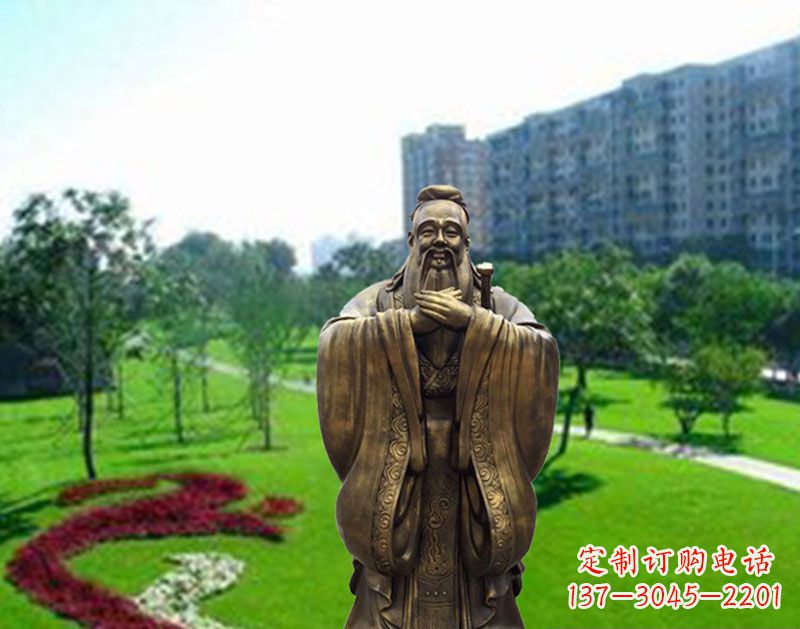 泉州学校孔子行教像铜雕